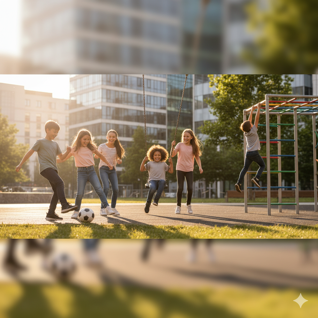 Happy children learning